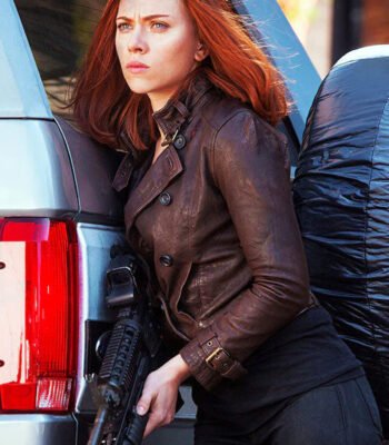 Captain America Winter Soldier Scarlett Johansson Brown Jacket