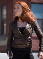 Captain America Winter Soldier Scarlett Johansson Brown Jacket