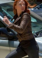 Captain America Winter Soldier Scarlett Johansson Brown Jacket
