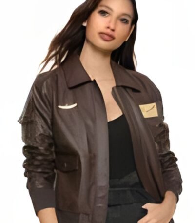 Captain Marvel Brown Leather Jacket