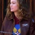 Captain Marvel Brown Leather Jacket