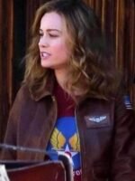 Captain Marvel Brown Leather Jacket