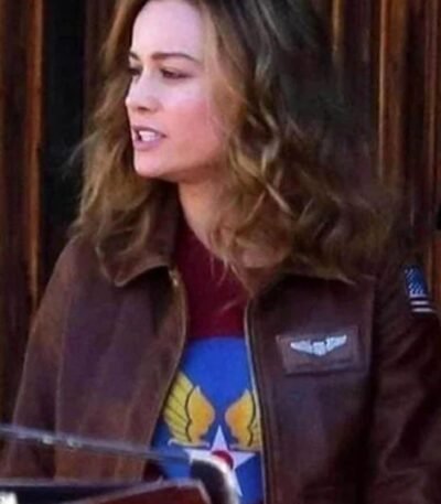 Captain Marvel Brown Leather Jacket
