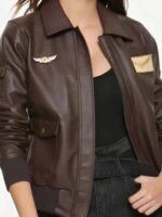 Captain Marvel Brown Leather Jacket