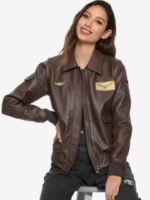 Captain Marvel Brown Leather Jacket