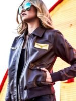 Captain Marvel Brown Leather Jacket