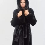 Carolyn Mink Fur Black Hooded Coat