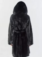 Carolyn Mink Fur Black Hooded Coat