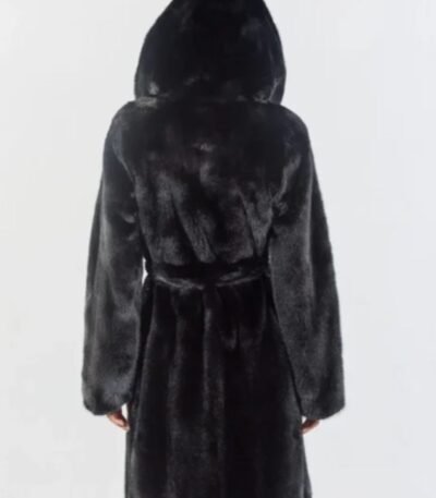 Carolyn Mink Fur Black Hooded Coat
