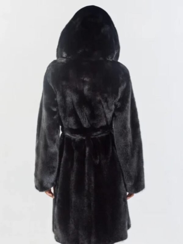 Carolyn Mink Fur Black Hooded Coat