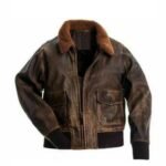 Carter G-1 Distressed Fur Collar Bomber Leather Jacket