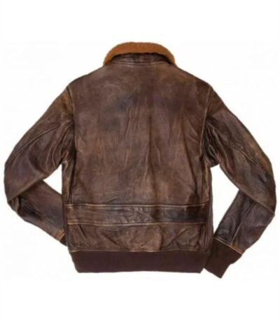 Carter G-1 Distressed Fur Collar Bomber Leather Jacket