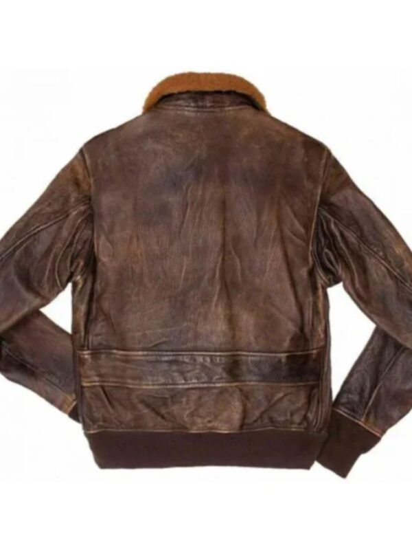 Carter G-1 Distressed Fur Collar Bomber Leather Jacket