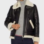 Casey Aviator Ivory Belted Cuffs Shearling Jacket