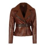 Cassandra Shearling Leather Brown Winter Jacket