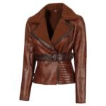 Cassandra Shearling Leather Brown Winter Jacket