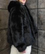 Cassius Genuine Mink Fur Removable Sleeves Black Coat
