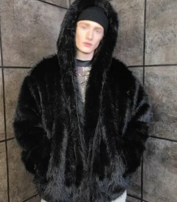 Cassius Genuine Mink Fur Removable Sleeves Black Coat