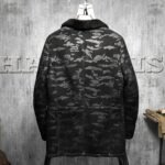Charles Black Camo Lapel Shearling Leather Coat