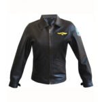 Charlie Top Gun Flight Pilot Zip Up Black Leather Jacket