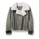 Chelsea Soft Shearling Fur Collar Grey Jacket