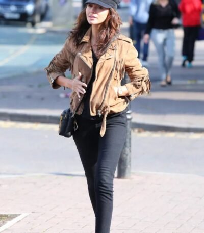Cheshire Street Style Michelle Keegan Fringe Biker Jacket