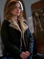 Chicago P.D. Erin Lindsay Black Shearling Fur Leather Jacket