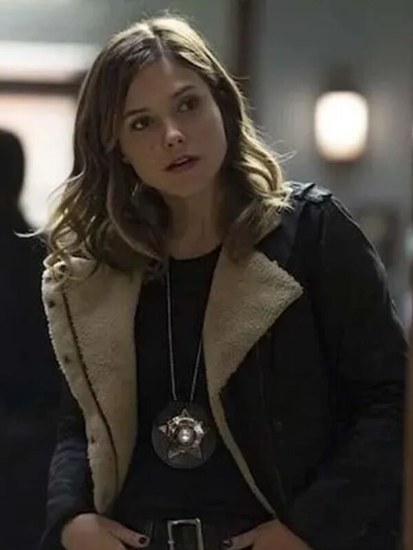 Chicago P.D. Erin Lindsay Black Shearling Fur Leather Jacket