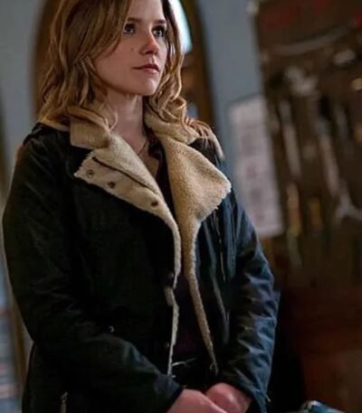 Chicago P.D. Erin Lindsay Black Shearling Fur Leather Jacket