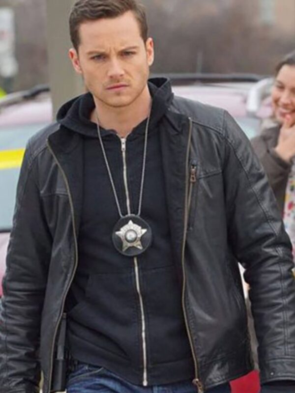 Chicago P.D. Jay Halstead Black Leather Hooded Jacket