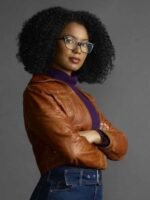 Chilling Adventures of Sabrina Jaz Sinclair Brown Cropped Leather Jacket