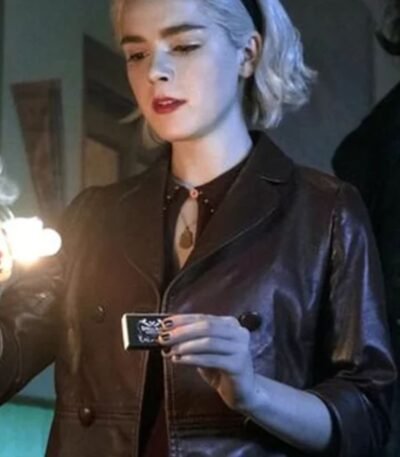 Chilling Adventures of Sabrina Spellman Maroon Leather Peacoat