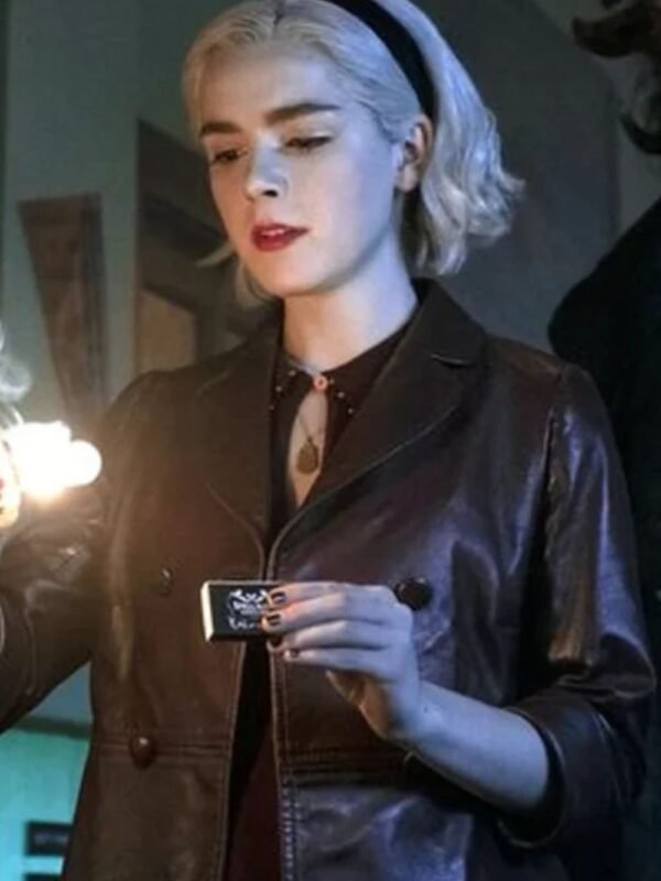Chilling Adventures of Sabrina Spellman Maroon Leather Peacoat