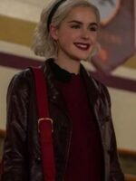 Chilling Adventures of Sabrina Spellman Maroon Leather Peacoat