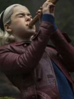 Chilling Adventures of Sabrina Spellman Maroon Leather Peacoat