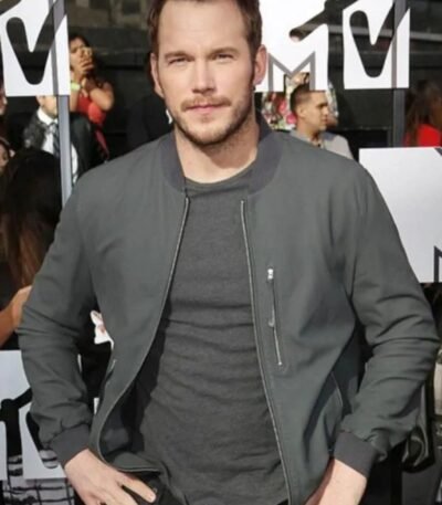 Chris Pratt Jurassic World Grey Bomber Jacket