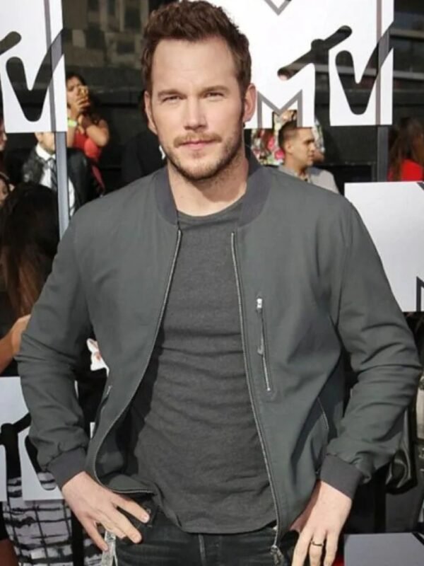 Chris Pratt Jurassic World Grey Bomber Jacket