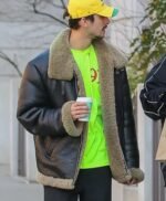 Christian Cowan Black Leather Shearling Jacket