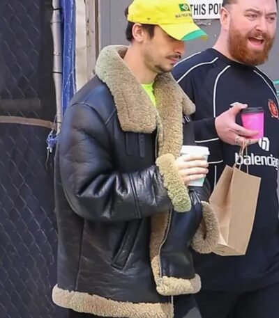 Christian Cowan Black Leather Shearling Jacket