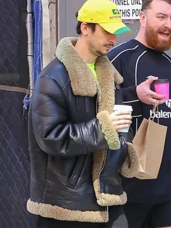Christian Cowan Black Leather Shearling Jacket