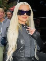 Christina Aguilera Denim And Leather Jacket