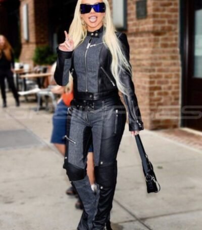 Christina Aguilera Denim And Leather Jacket