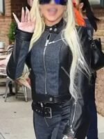 Christina Aguilera Denim And Leather Jacket