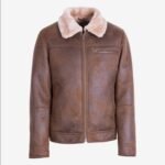 Christopher Padded Shoulders Shearling Leather Jacket