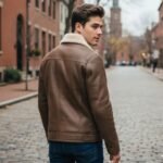 Christopher Padded Shoulders Shearling Leather Jacket