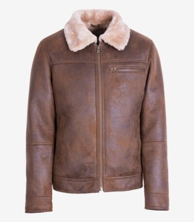Christopher Padded Shoulders Shearling Leather Jacket