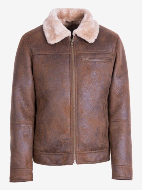 Christopher Padded Shoulders Shearling Leather Jacket
