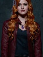 Clary Fray Shadowhunters Maroon Leather Jacket