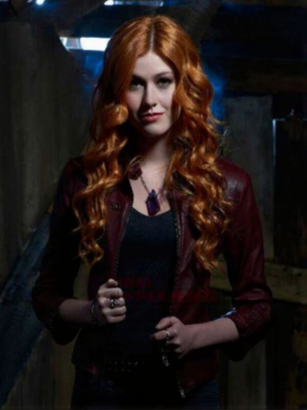 Clary Fray Shadowhunters Maroon Leather Jacket