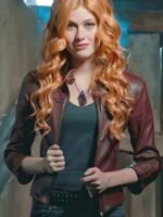 Clary Fray Shadowhunters Maroon Leather Jacket